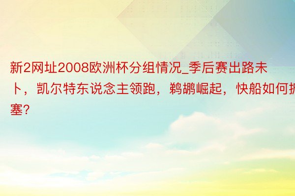 新2网址2008欧洲杯分组情况_季后赛出路未卜，凯尔特东说念主领跑，鹈鹕崛起，快船如何搪塞？