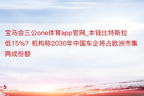 宝马会三公one体育app官网_本钱比特斯拉低15%？机构称2030年中国车企将占欧洲市集两成份额