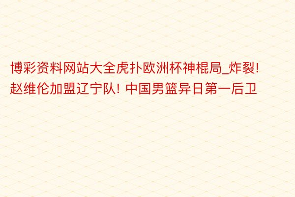 博彩资料网站大全虎扑欧洲杯神棍局_炸裂! 赵维伦加盟辽宁队! 中国男篮异日第一后卫